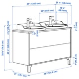 TÄNNFORSEN / RUTSJÖN Sink cab w drawers/sink/taps, light gray/black marble effect, 49x21 1/2x30 1/8 "