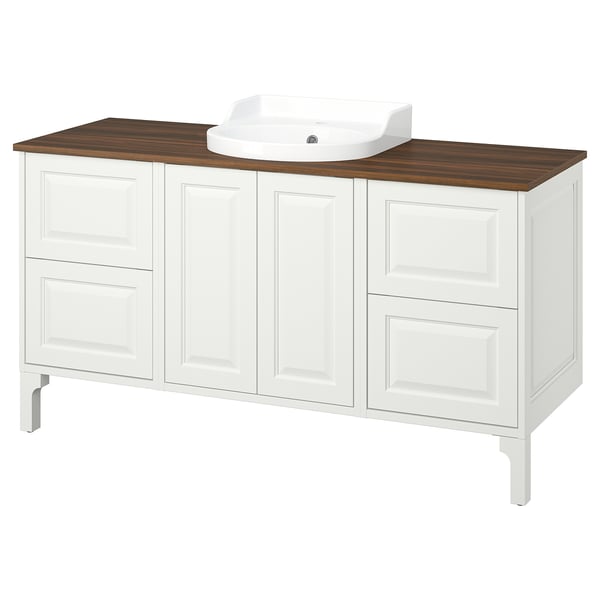 TÄNNFORSEN / RUTSJÖN Vanity, white/brown walnut effect, 61x21 1/2x37 1/8 "
