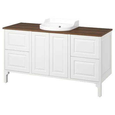 TÄNNFORSEN / RUTSJÖN Vanity, white/brown walnut effect, 61x21 1/2x37 1/8 "