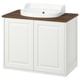 TÄNNFORSEN white vanity. Wood, rectangular, bevel edge, ceramic sink.
