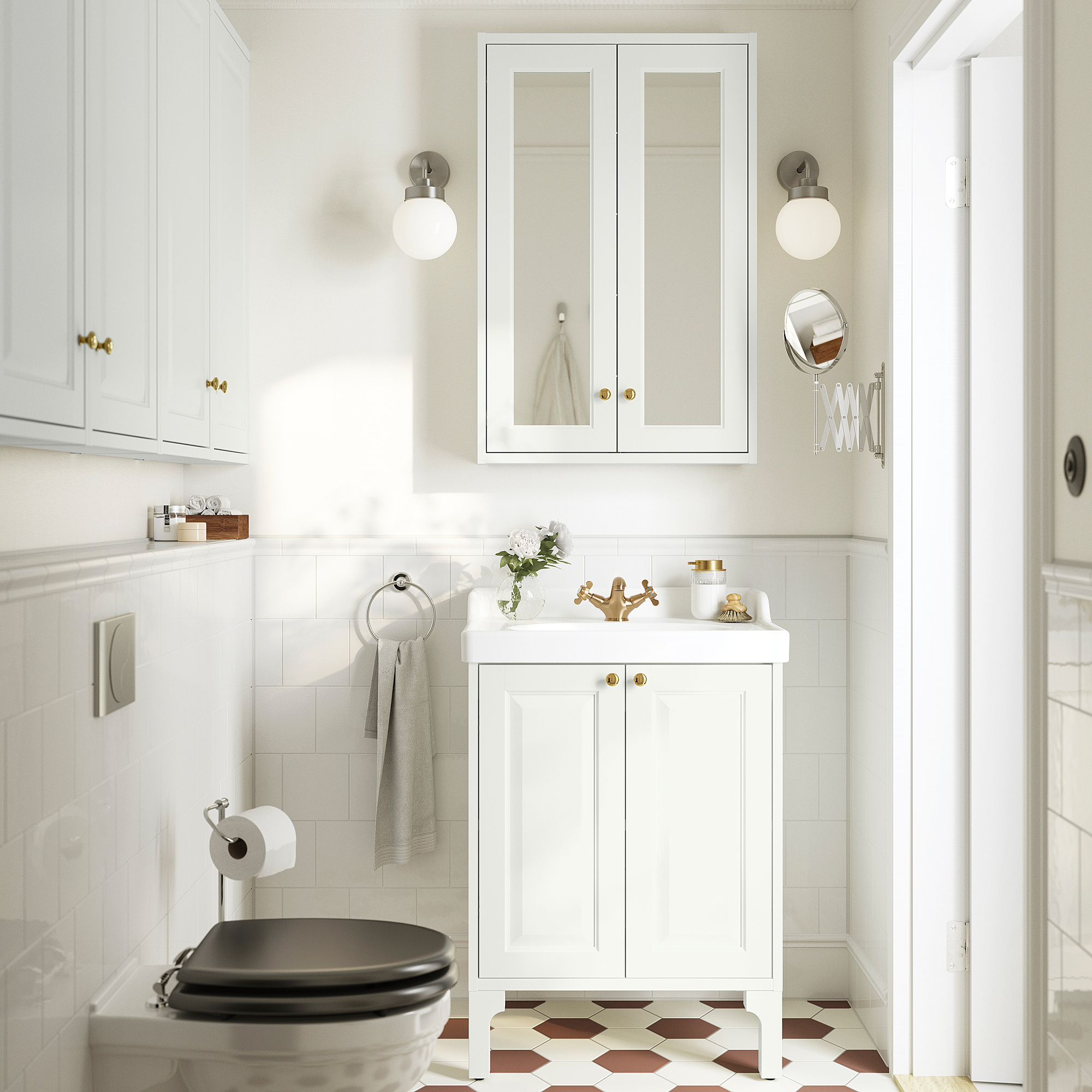 TÄNNFORSEN Sink cabinet with doors, white, 24x21x25 1/8 "