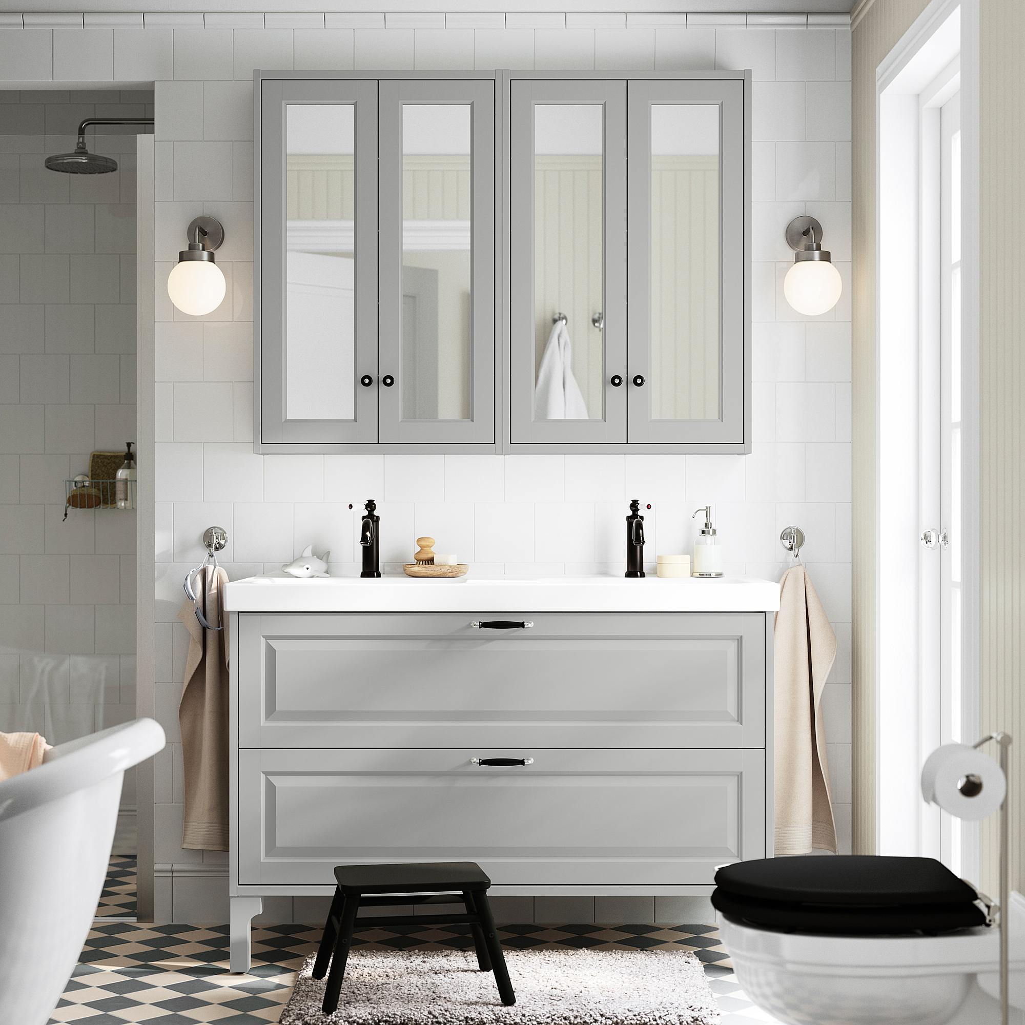 TÄNNFORSEN Sink cabinet with drawers, light gray, 48x21x25 1/8 "