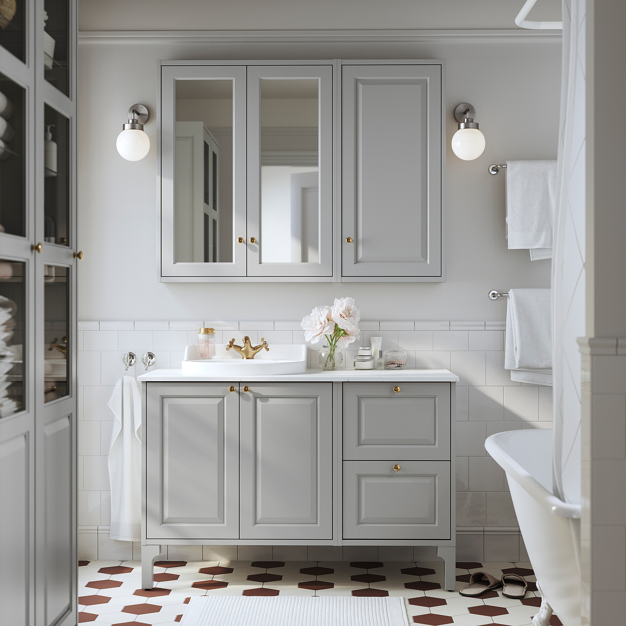 TÄNNFORSEN Sink cabinet with drawers, light gray, 18x21x25 1/8 "