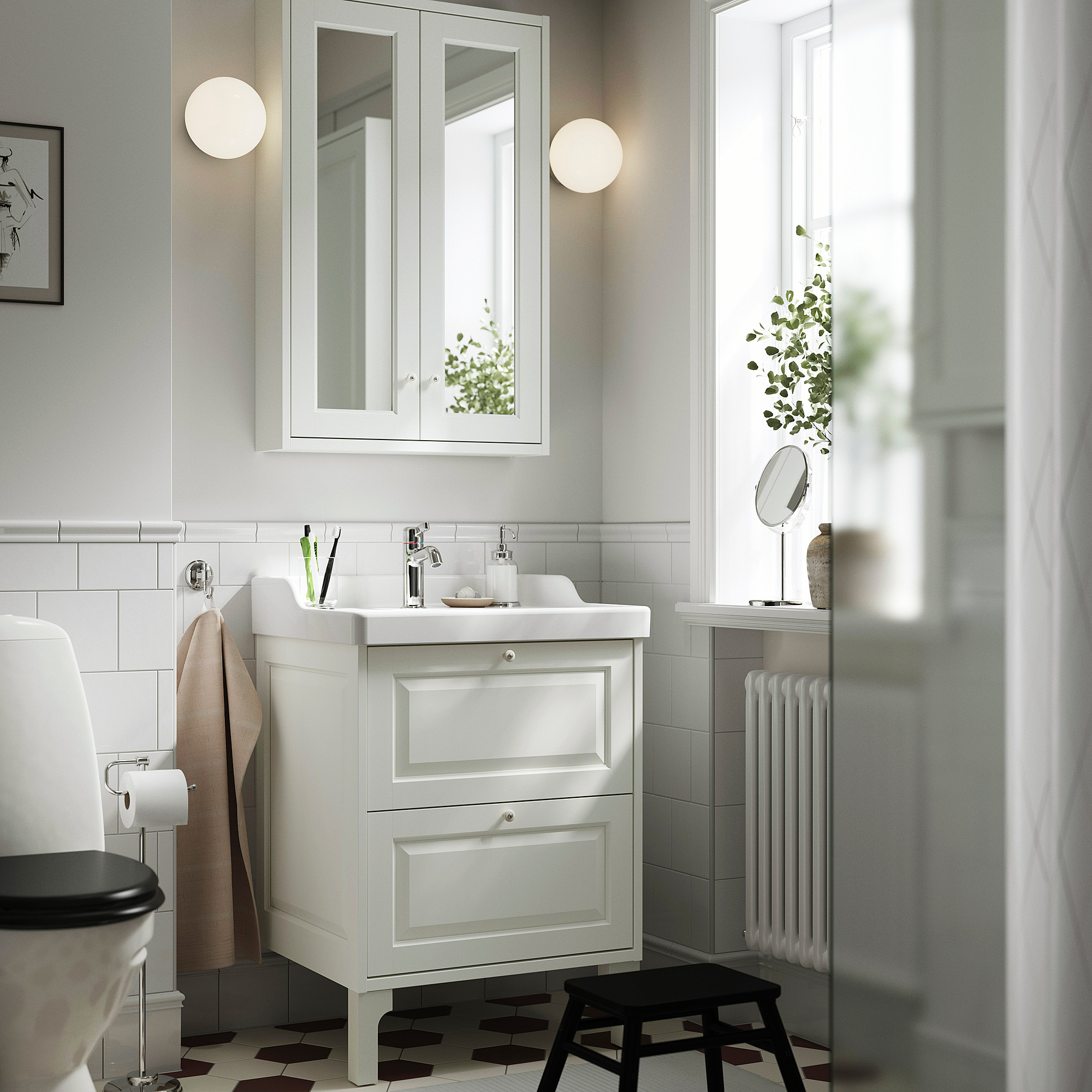 TÄNNFORSEN Sink cabinet with drawers, white, 24x21x25 1/8 "