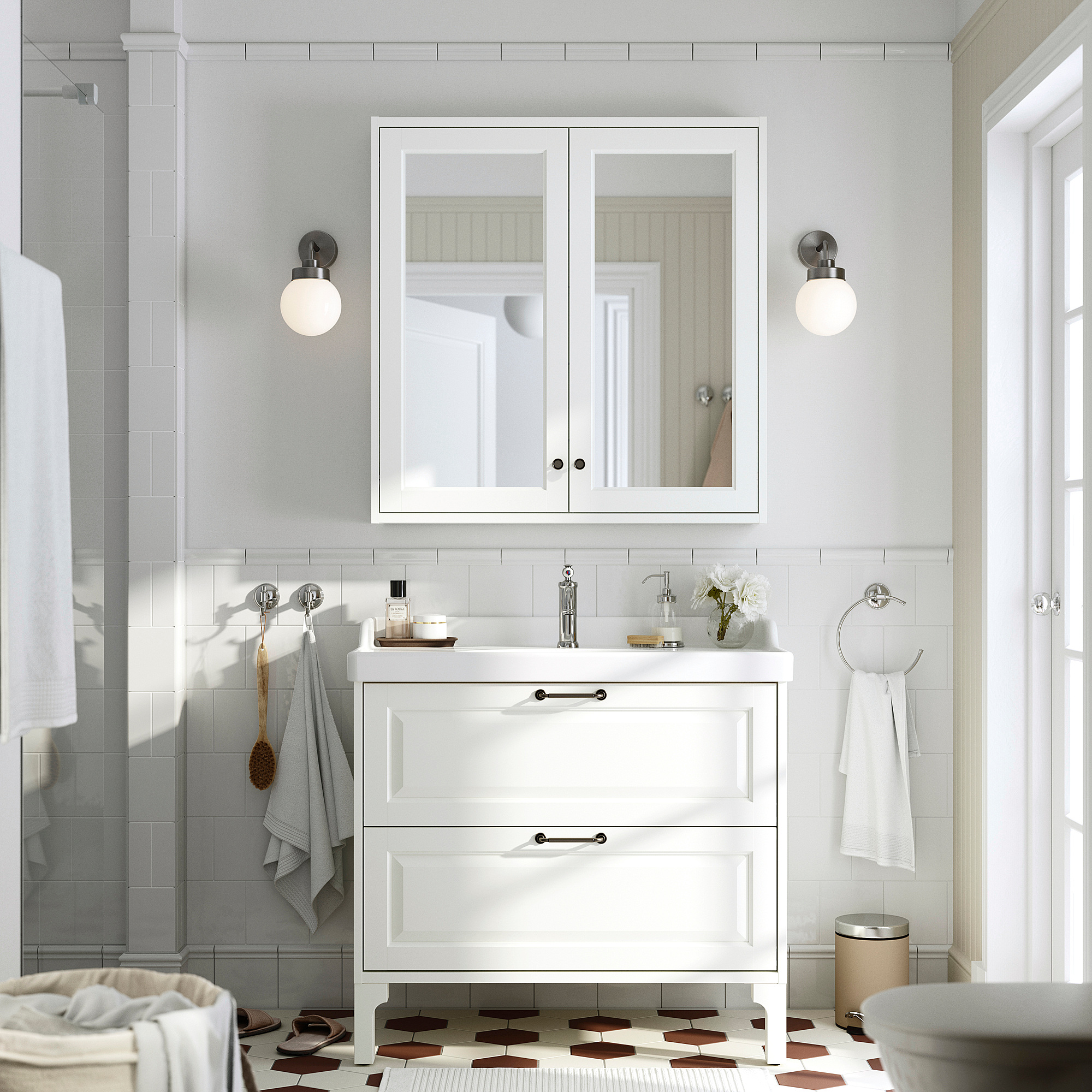 TÄNNFORSEN Sink cabinet with drawers, white, 36x21x25 1/8 "