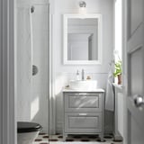 TÄNNFORSEN / TÖRNVIKEN Sink cab w drawers/sink/tap, light gray/white marble effect, 25x21 1/2x35 7/8 "