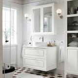 TÄNNFORSEN / TÖRNVIKEN Sink cab w drawers/sink/tap, white/white marble effect, 37x21 1/2x31 3/8 "