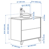 TÄNNFORSEN / VÄSTERSJÖN Sink cab w drawers/sink/tap, light gray/black marble effect, 31x21 1/2x35 7/8 "