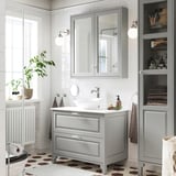 TÄNNFORSEN / VÄSTERSJÖN Sink cab w drawers/sink/tap, light gray/white marble effect, 37x21 1/2x35 7/8 "
