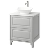 TÄNNFORSEN / VÄSTERSJÖN Sink cab w drawers/sink/tap, light gray/white marble effect, 25x21 1/2x35 7/8 "