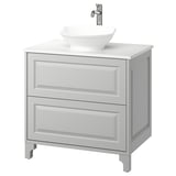 TÄNNFORSEN / VÄSTERSJÖN Sink cab w drawers/sink/tap, light gray/white marble effect, 31x21 1/2x35 7/8 "