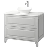 TÄNNFORSEN / VÄSTERSJÖN Sink cab w drawers/sink/tap, light gray/white marble effect, 37x21 1/2x35 7/8 "