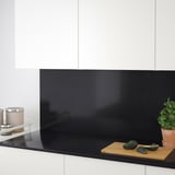 TÄRNHULT Custom-made wall panel, black stone effect/glass composite, 1 1/8 "