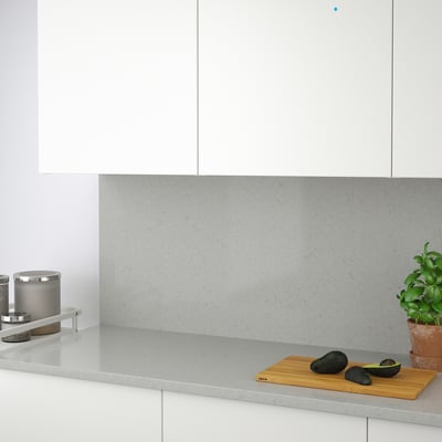 TÄRNHULT Custom-made wall panel, gray stone effect/glass composite, 1 1/8 "