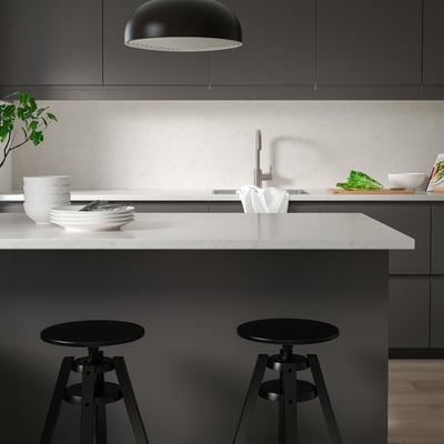 TÄRNHULT Custom-made wall panel, white marble effect/glass composite, 1 1/8 "