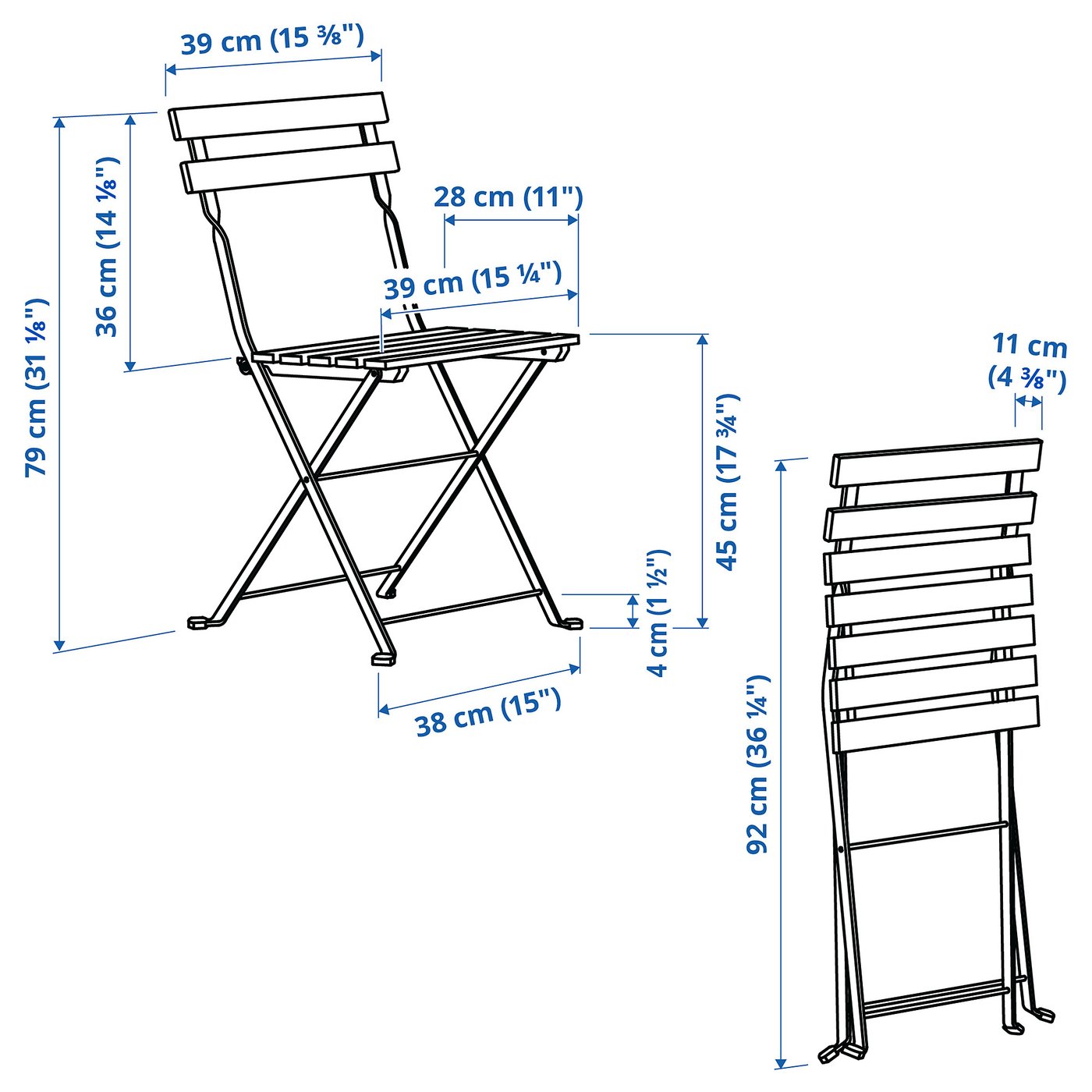 TÄRNÖ chair, outdoor, foldable black/light brown stained - IKEA CA