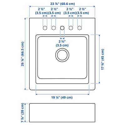 TALLSJÖN Apron front sink, dark gray/stone effect, 23 7/8x26 1/8 "
