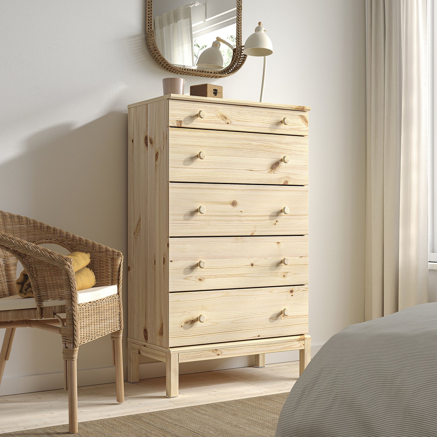 TARVA 5-drawer chest, pine, 29 7/8x50 "