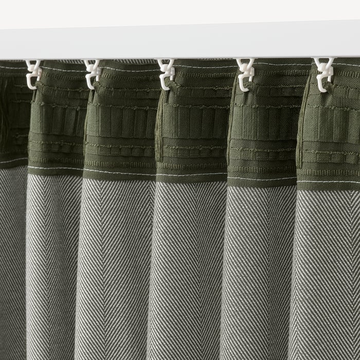 TIBAST room darkening curtains, 1 pair, dark green, 145x250 cm (57x98