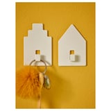 TIPPVAGN Hook, self-adhesive, house/white
