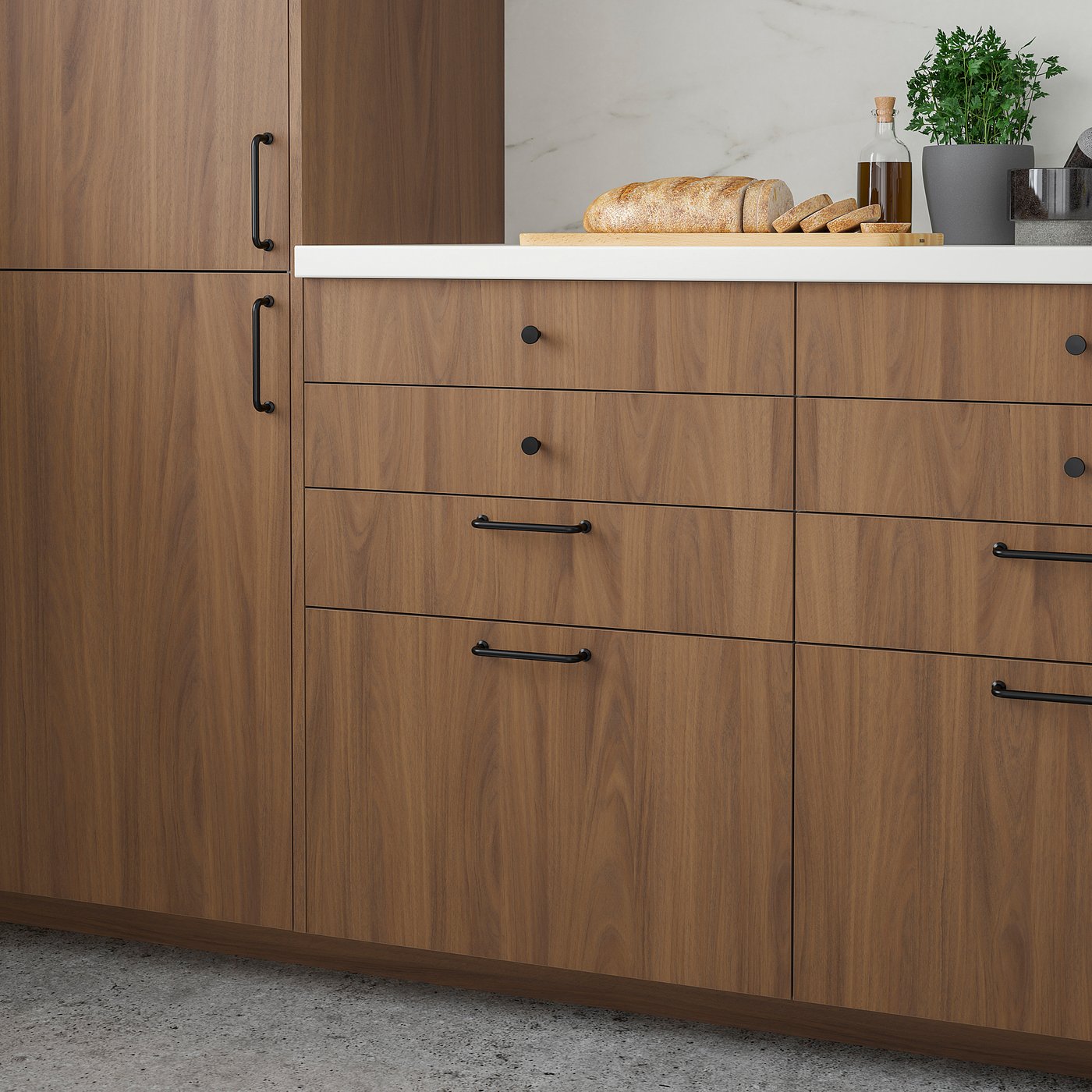 TISTORP drawer front, brown walnut effect, 91x38 cm (36x15