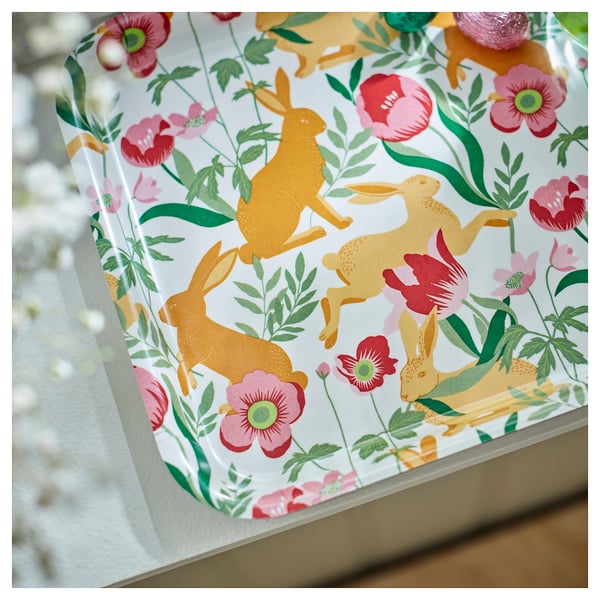 TJÄRLEK Tray, patterned, 8x11 "