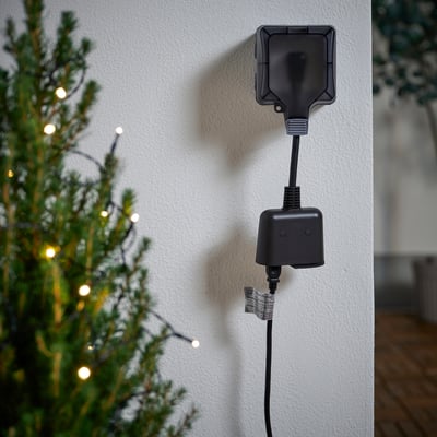 TOFSMYGGA Plug, black/outdoor smart