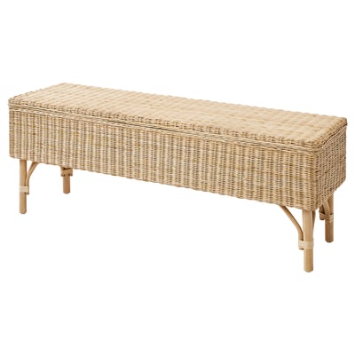 TOLKNING Bench with storage, handmade rattan, 47 ¼ "