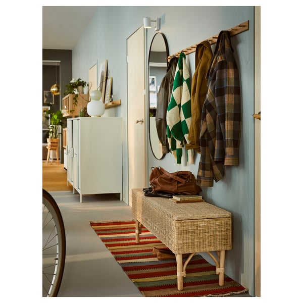TOLKNING Bench with storage, handmade rattan, 47 ¼ "