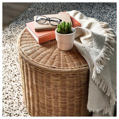 TOLKNING ottoman with storage, handmade rattan IKEA CA
