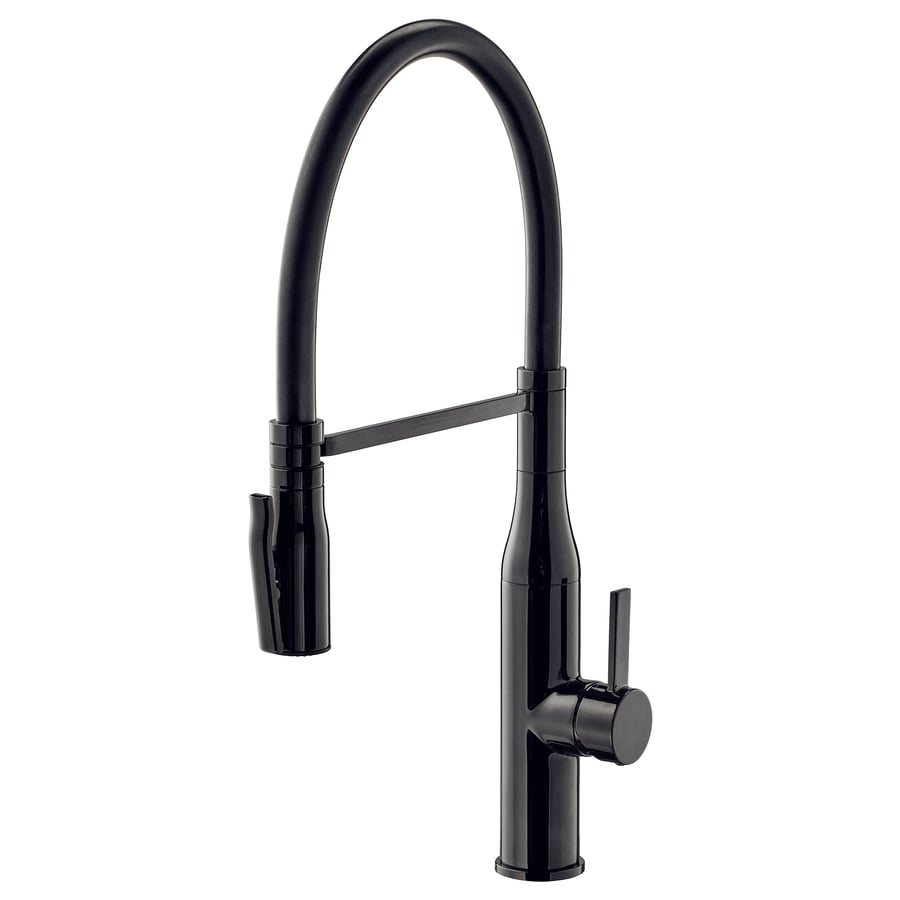 TOLLSJÖN kitchen faucet with handspray, black polished metal IKEA CA