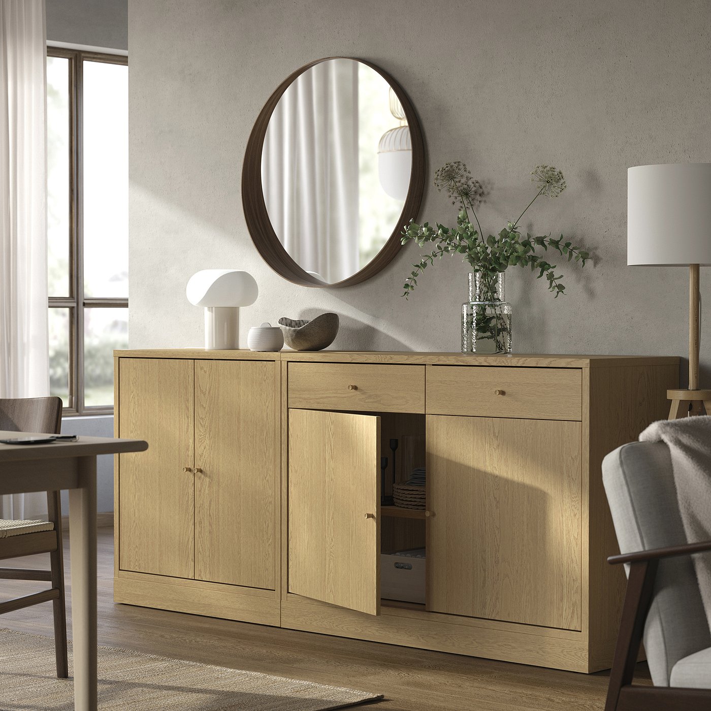 TONSTAD storage combination, oak veneer, 202x47x90 cm (795/8x185