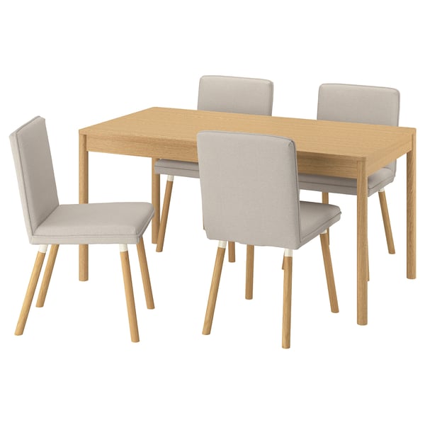 TONSTAD / TONSTAD Table and 4 chairs, oak veneer/Fridtuna light beige oak effect, 59x31 1/2 "
