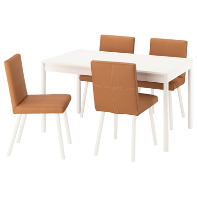 TONSTAD / TONSTAD Table and 4 chairs, off-white/Bomstad golden brown off-white, 55 1/8/77 1/8x33 1/2 "