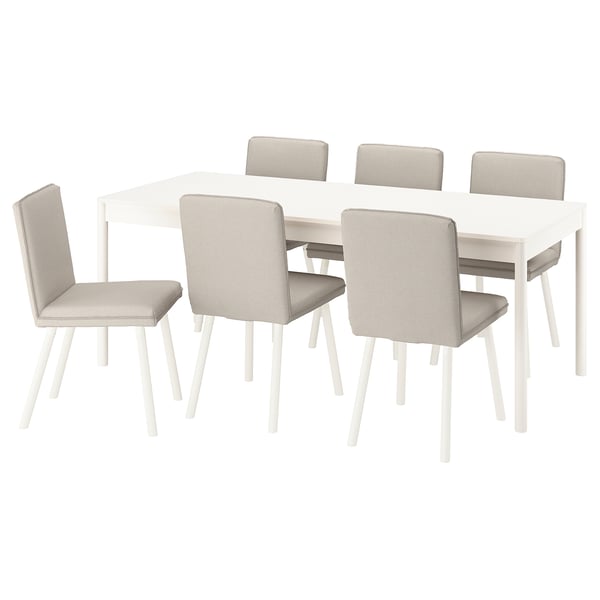 TONSTAD / TONSTAD Table and 6 chairs, off-white/Fridtuna light beige off-white, 78 3/4x33 1/2 "