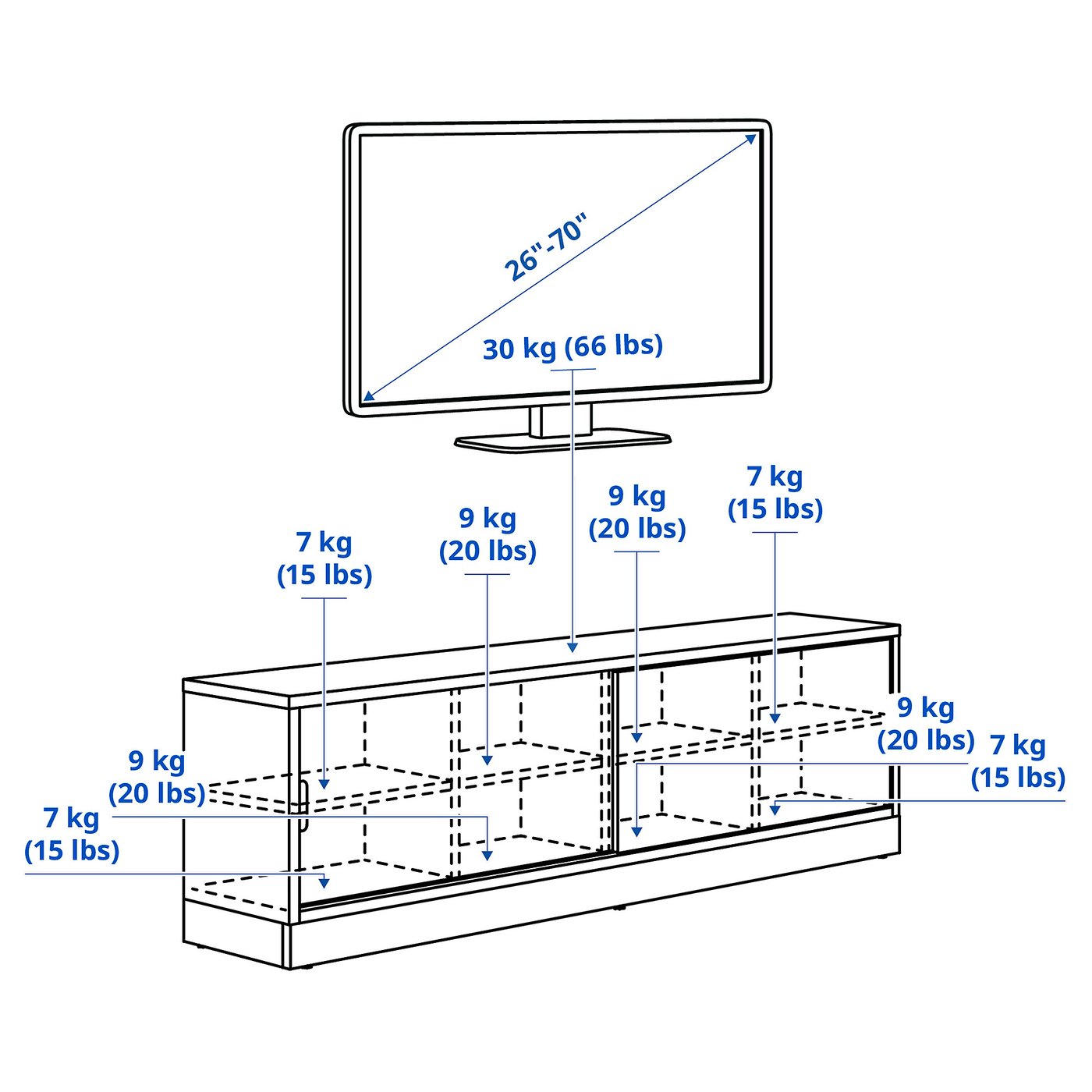 TONSTAD TV bench, off-white, 177x37x56 cm (695/8x145/8x22