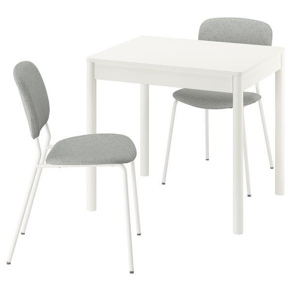 TONSTAD / VIHALS Table and 2 chairs, off-white/white Tibbleby beige/gray, 31 1/2/47 1/4x27 1/2 "