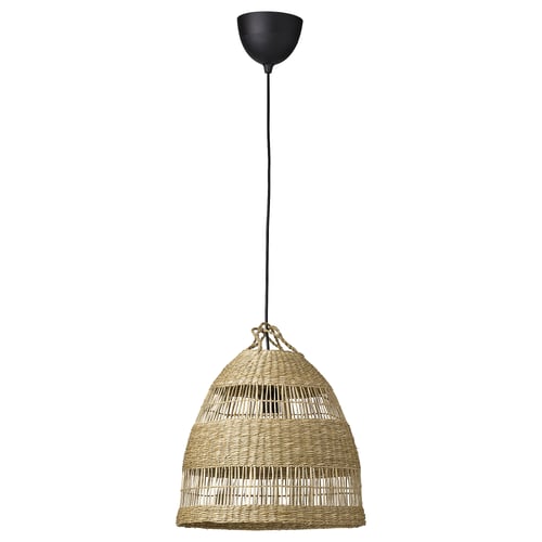 TORARED / HAVSDJUP Pendant lamp, handmade sedge/black, 14 1/8 "