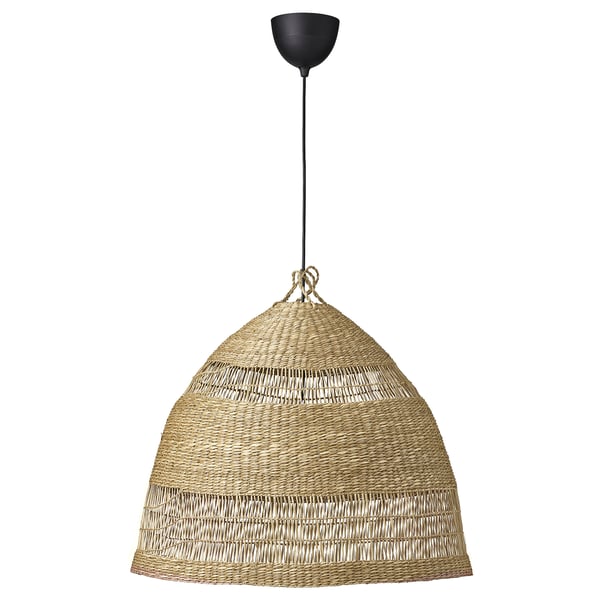 TORARED / HAVSDJUP Pendant lamp, handmade sedge/black, 21 5/8 "