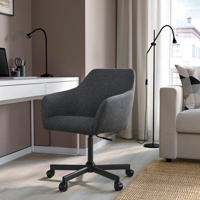 TOSSBERG / MALSKÄR Swivel chair, Gunnared dark gray/black