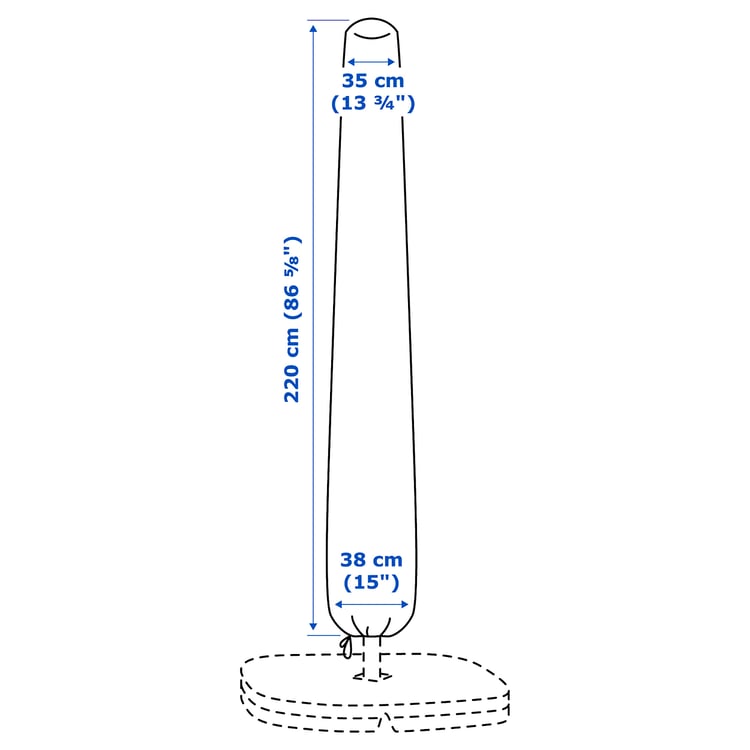 TOSTERÖ Umbrella cover, black, 865/8" (220 cm) IKEA CA