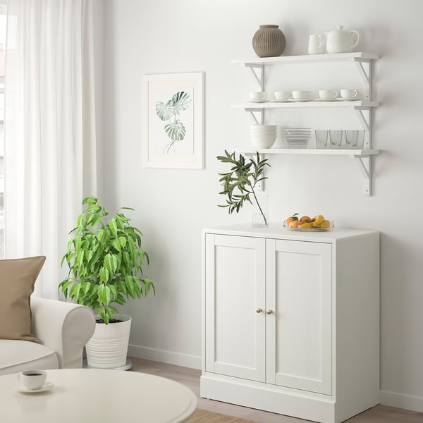 TRANHULT / SANDSHULT Wall shelf combination, white stained aspen, 31 1/2x7 7/8 "