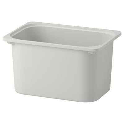 TROFAST light grey rectangular storage box, made of 50% recycled plastic, sturdy and stackable.