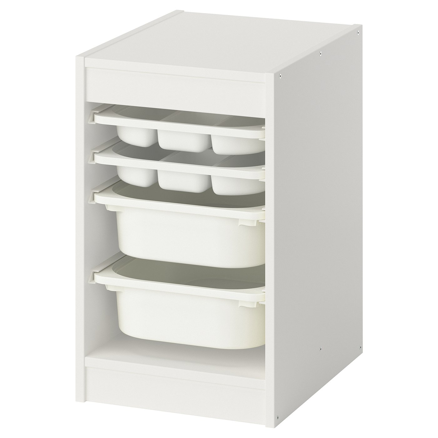 TROFAST storage combination w boxes/trays, white/white, 34x44x56