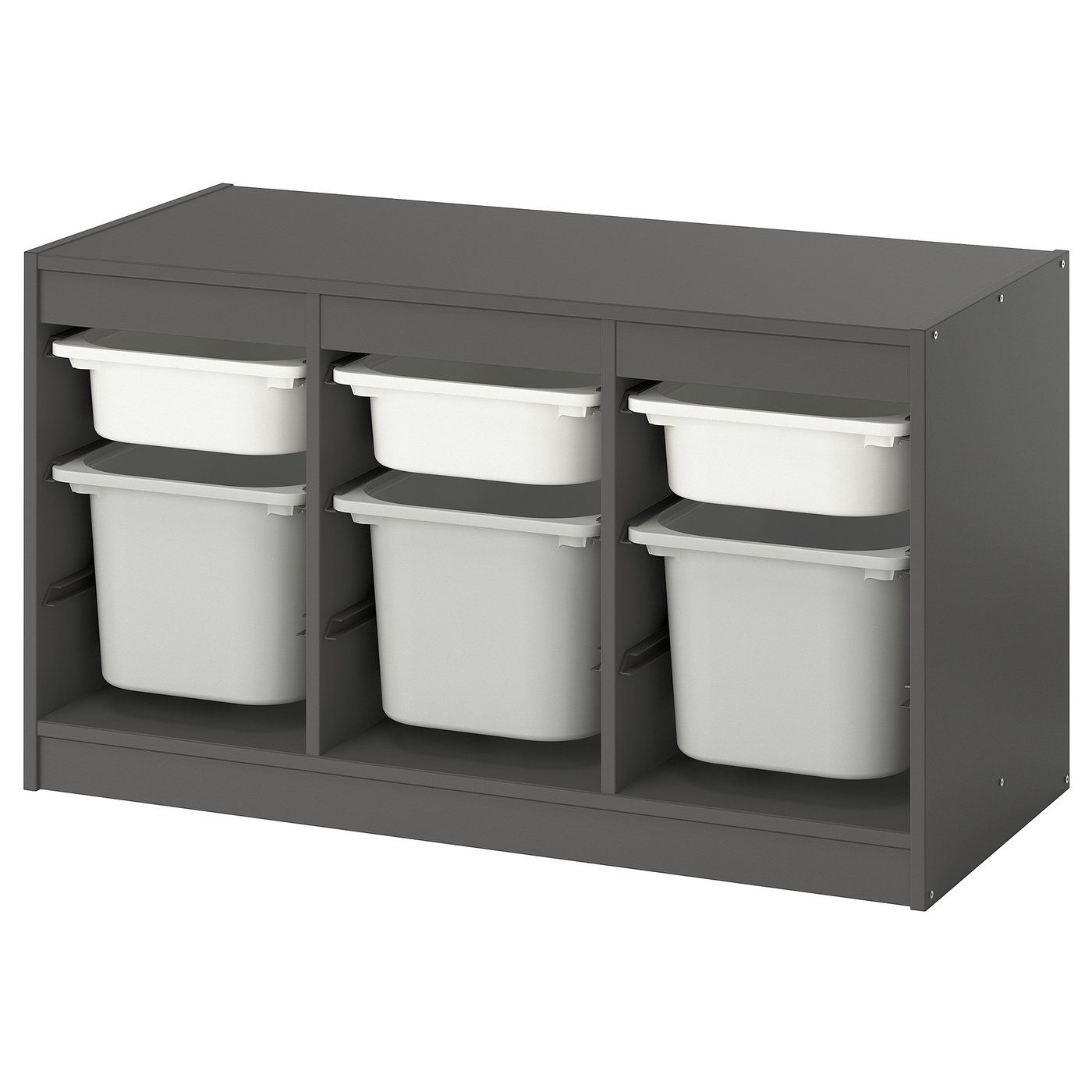 TROFAST storage combination with boxes, gray white/gray, 99x44x56