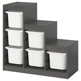 TROFAST Storage combination with boxes, gray/white, 39x17 3/8x37 "