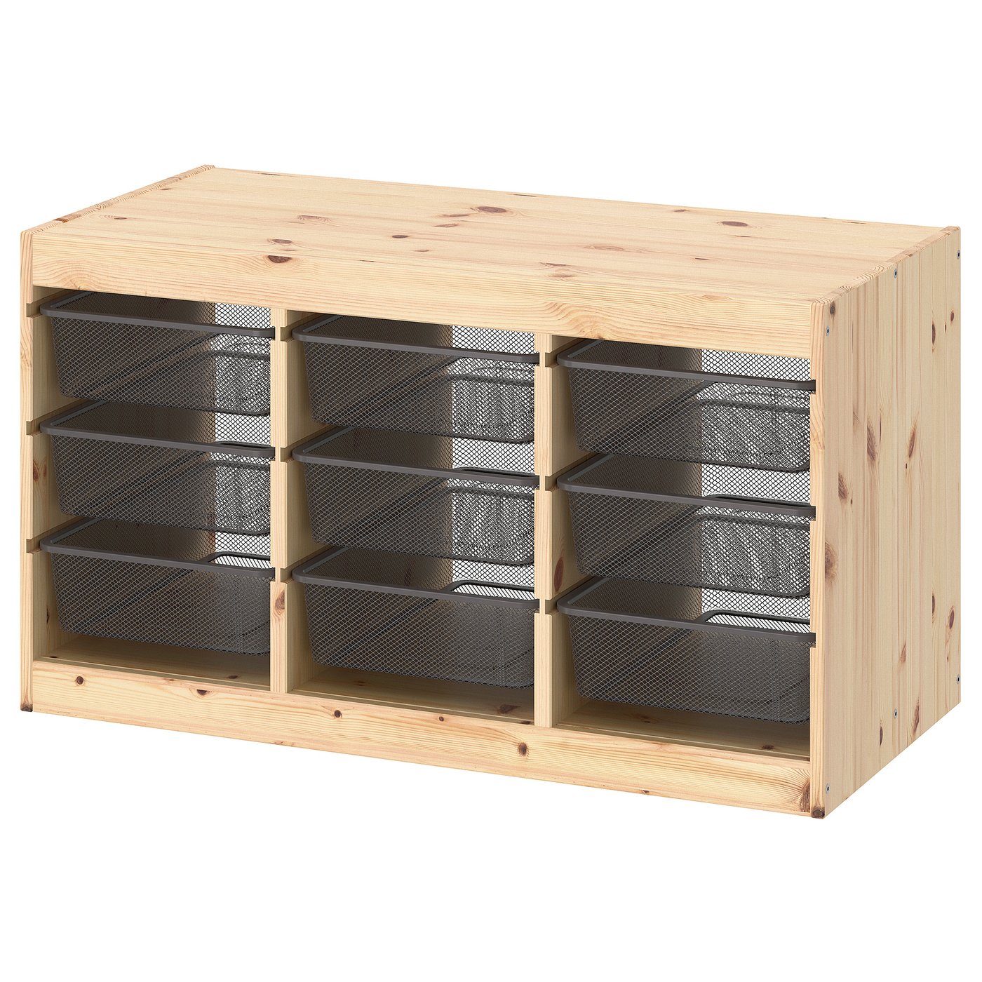 TROFAST storage combination with boxes, light white stained pine