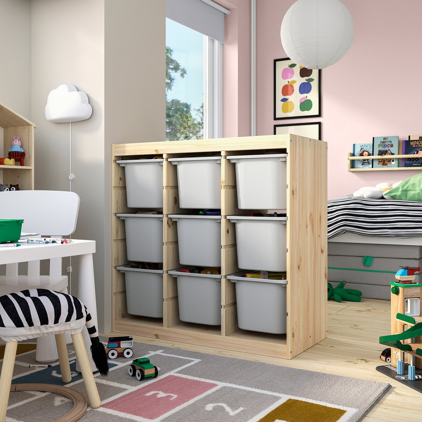 TROFAST storage combination with boxes, room divider/light white