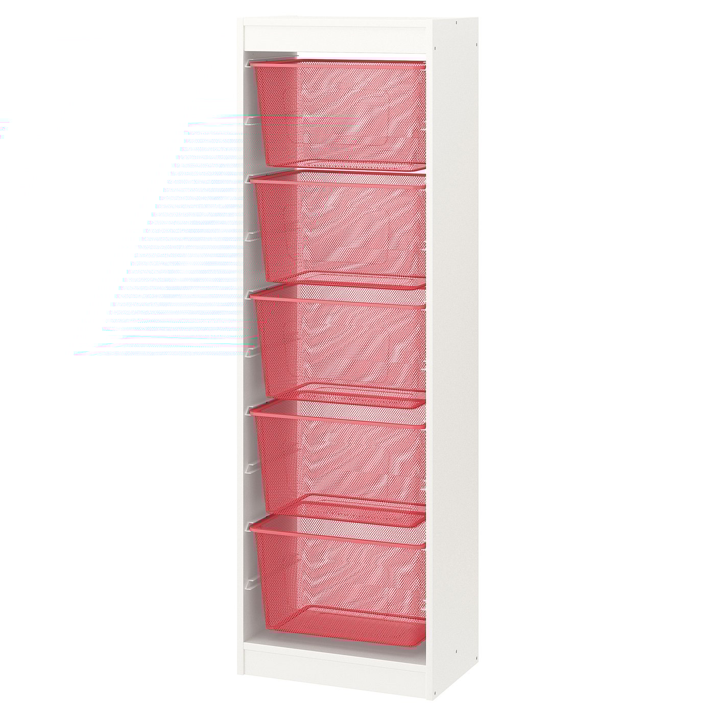 TROFAST storage combination with boxes, white/light red, 46x30x145