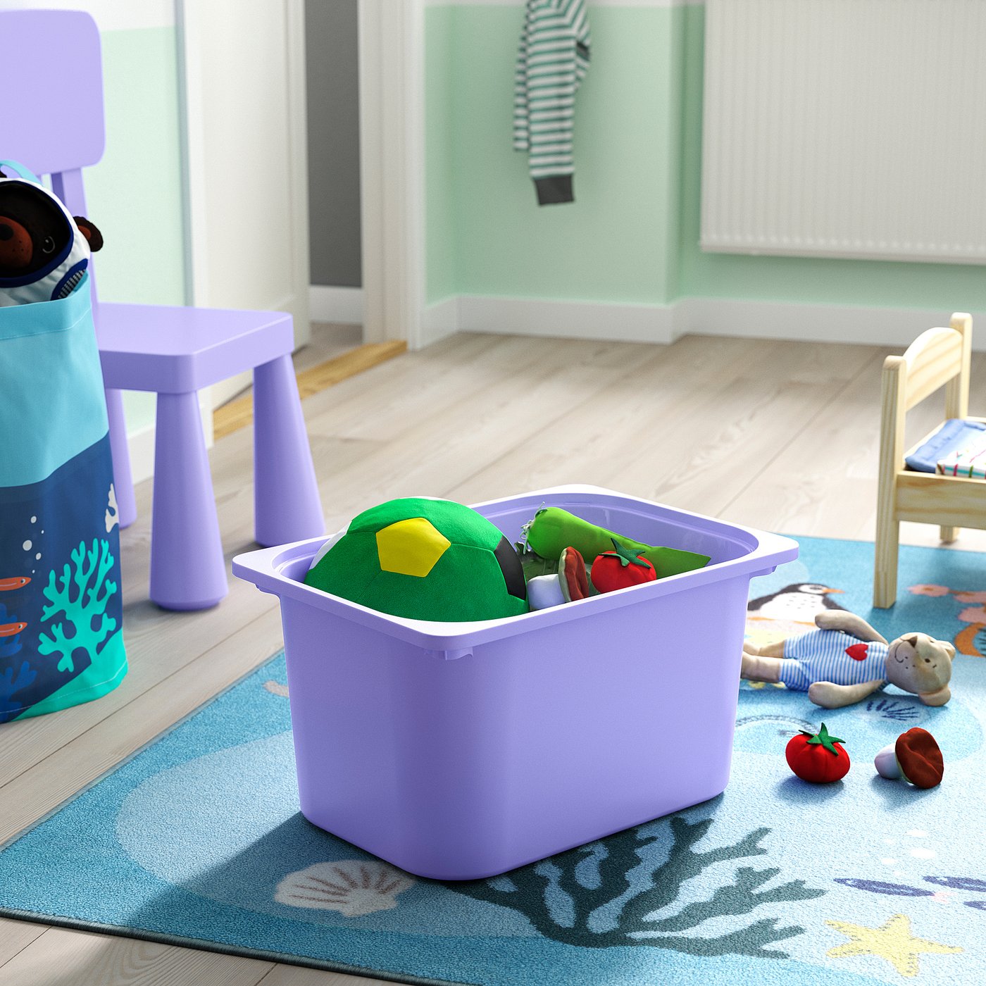TROFAST storage combination with boxes, white/lilac, 46x30x145 cm